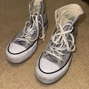 Converse High-Top Sneakers in Light Gray and White
